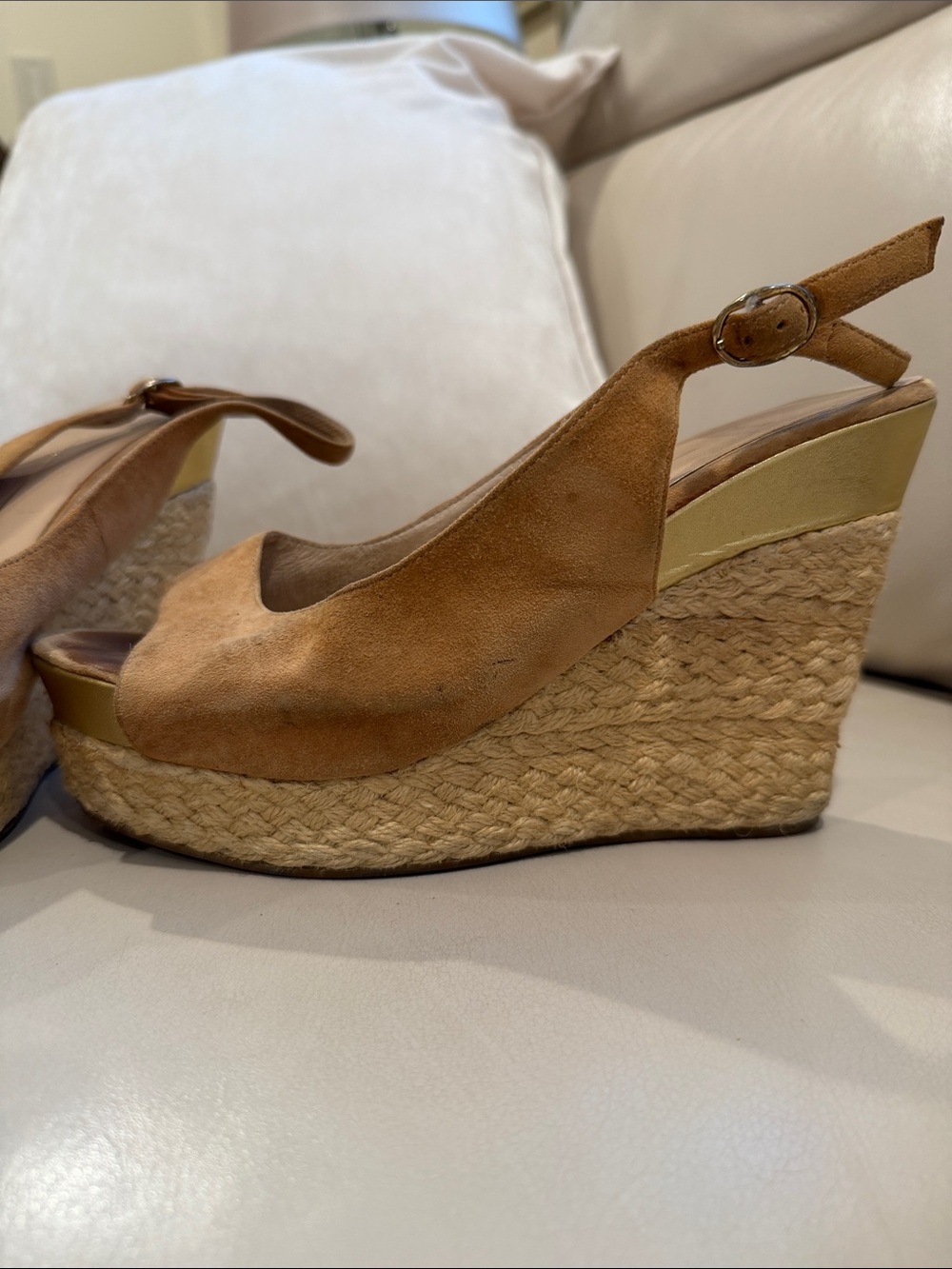 Women’s Tan Suede Espadrille Wedge Slingback